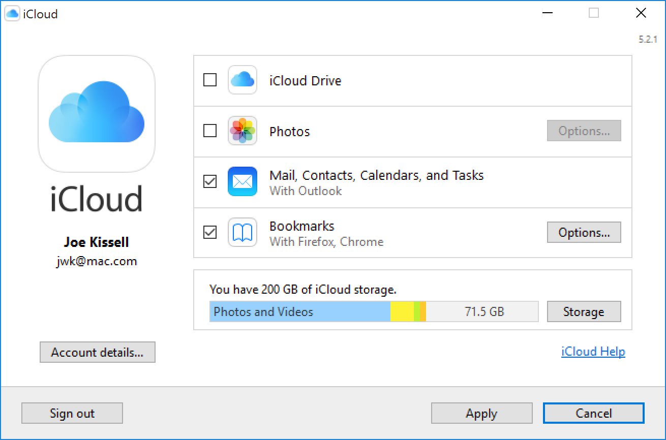 Figure 4: The iCloud app is now ready for your selections.