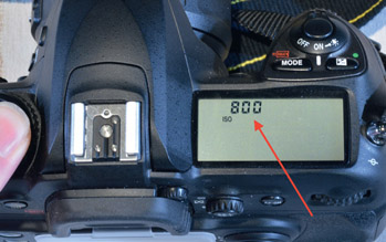 Figure 7.2: ISO sensitivity setting on Nikon DSLR camera. ISO set to 800.