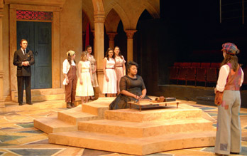 Figure 9.17: Court scene from Twelfth Night, shot from the downstage right vomitory.