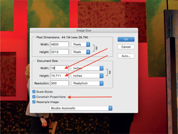 Figure 9.9: Image size adjustment window in Photoshop.