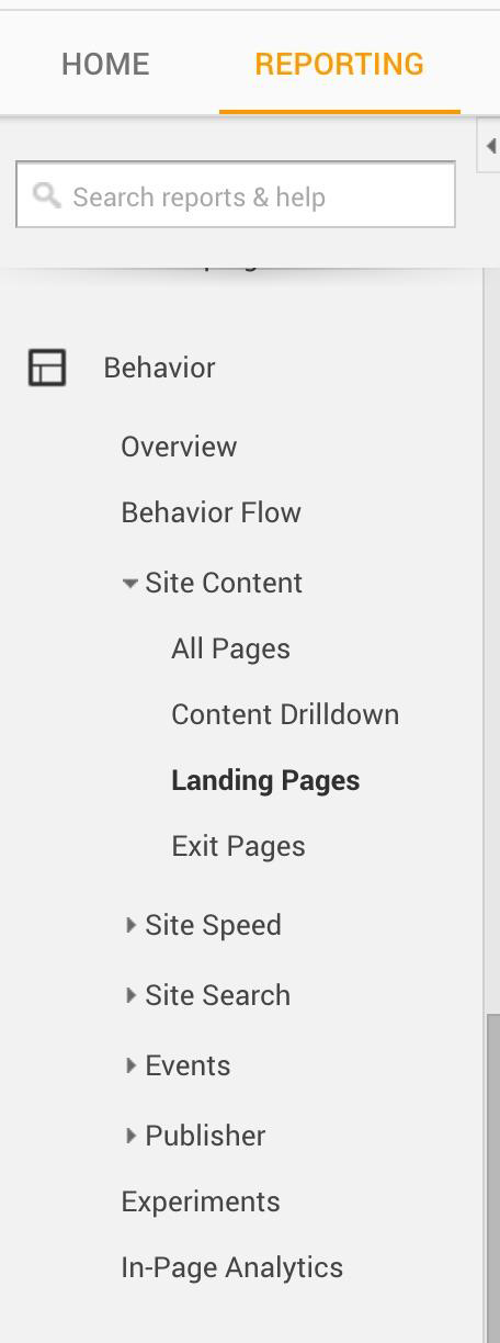 Finding landing pages in your GA sidebar