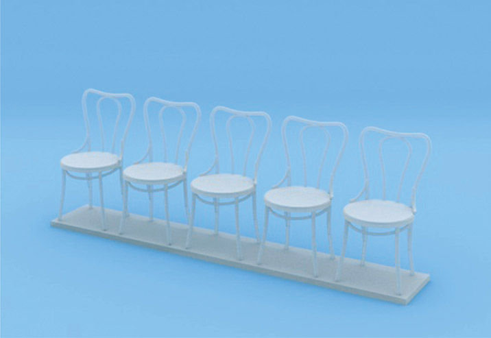 Figure 8.20a Model furniture connected with a sprue.
