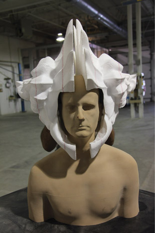 Figure 9.20c Hat mockup on bust made with polystyrene. Performer: Rino Côté.