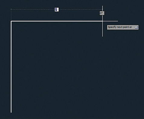 Window shows gauging distances with Snap without any specific measurements, with plots for 2‘, 0°, and text box of 'specify next point or'.