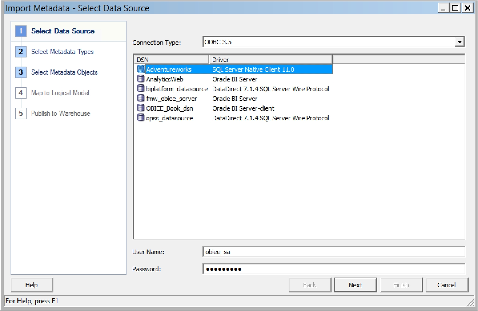 Creating an RPD and importing metadata