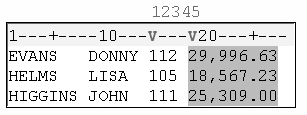 Column Pointer Location