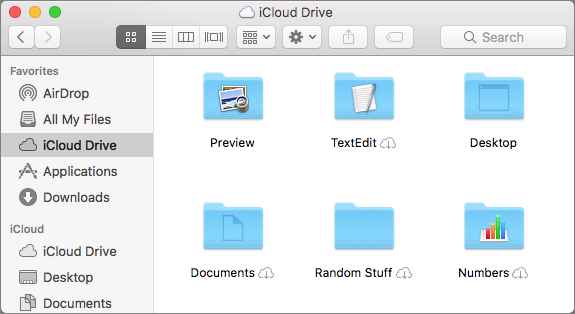 **Figure 94:** Click iCloud Drive in the sidebar to browse files and folders stored there.