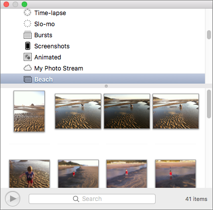 **Figure 70:** Use the Photo Browser to look through images and videos in your Photos library. Drag and drop images from the palette to a note.