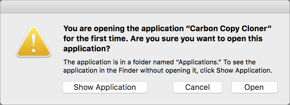 **Figure 11:** The first time you launch an application indirectly, High Sierra asks you to confirm that you really do want to open it.