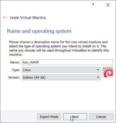 Screenshot of Creating a new virtual machine window.