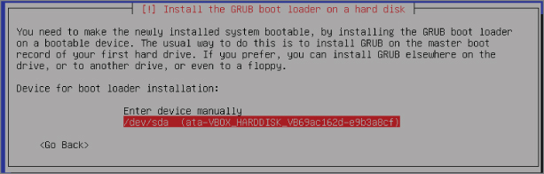 GRUB boot loader screen.