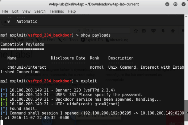 Snapshot showing Exploit success with shell sceen.