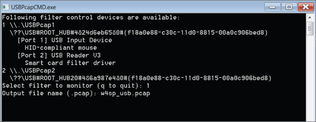 Snapshot of USBPcap running a capture screen.