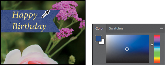 A pair of screenshots show how to sample a color.