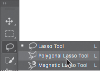A screenshot shows how to select the Polygonal Lasso tool.
