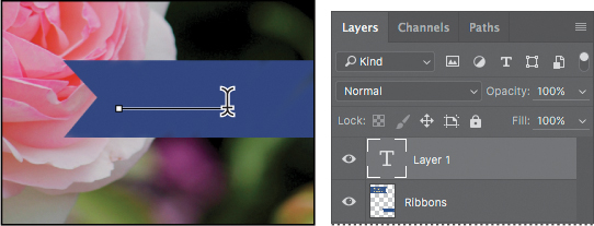 A pair of screenshots show how to enter text in Photoshop.