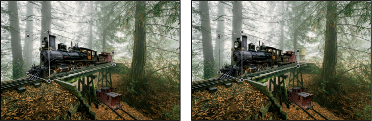 A pair of screenshots show how to adjust perspective in Photoshop.