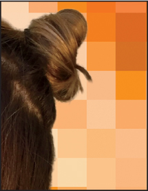 A small screenshot represents an image where certain strands of the girl's hair were missed during the masking.