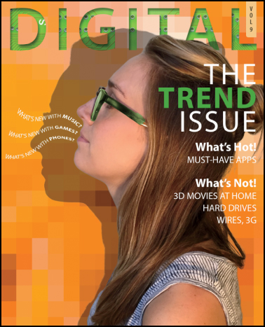 A screenshot shows a cover layout of a magazine titled Digital.