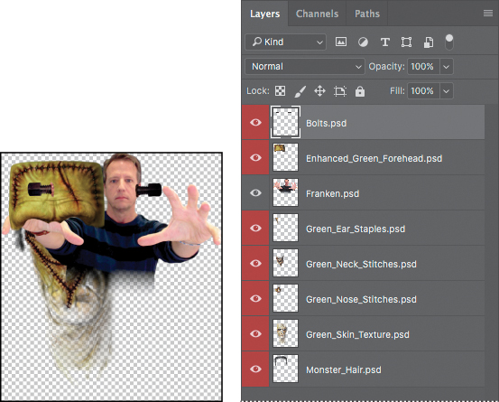 Two screenshots show how to load files into Photoshop Layers.