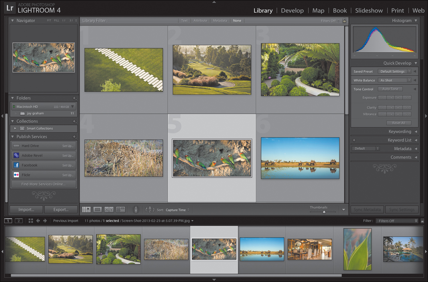 A screenshot shows the Adobe Photoshop Lightroom.