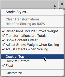 A screenshot shows options for docking a panel again.