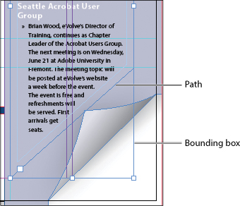 An annotated screenshot shows the right vertical handle approximately from the middle sloping down to bottom left corner. This sloping down part is labeled as "Path" wile the lower part of the right vertical handle is labeled as "Bounding box."