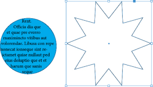 A screenshot shows the "Polygon tool" being used to draw a shape on the page. It also shows a circular graphic object with text inside it.