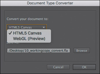 A screenshot shows the dialog box where the user can select the format to convert the document.