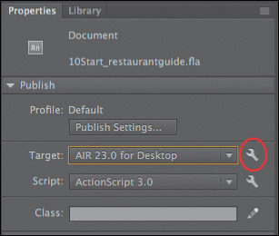 A screenshot highlights the edit option for Target menu in the Properties panel.