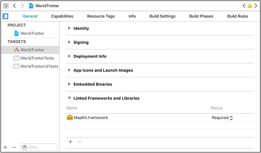 Screenshot of the Xcode IDE with the project navigator open.