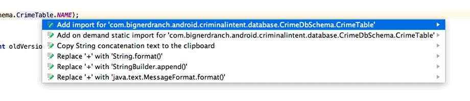 Screenshot shows CrimeTable import.