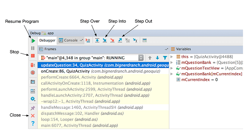 Screenshot shows debug tool window.