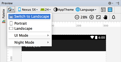 Screenshot shows Preview window in Android studio.