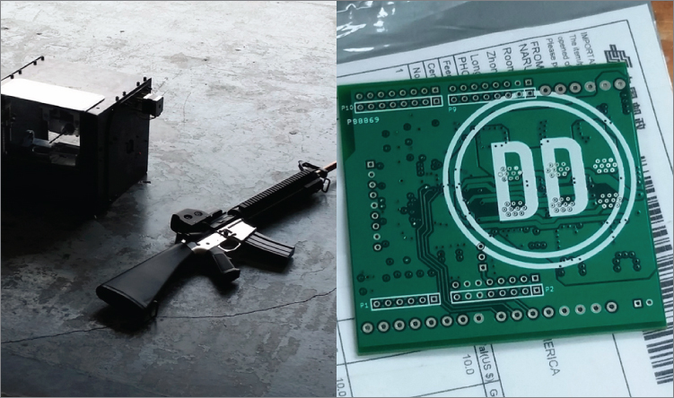 Photos showing ghost gunner and open source CNC machine.