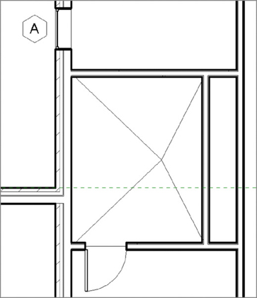 Diagram shows the restroom is pitched and ready to have fixtures added.