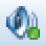 Icon of a speaker with a dot on the lower right corner of it.