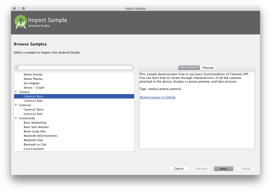 Screenshot of Import Sample—Browse Samples window.