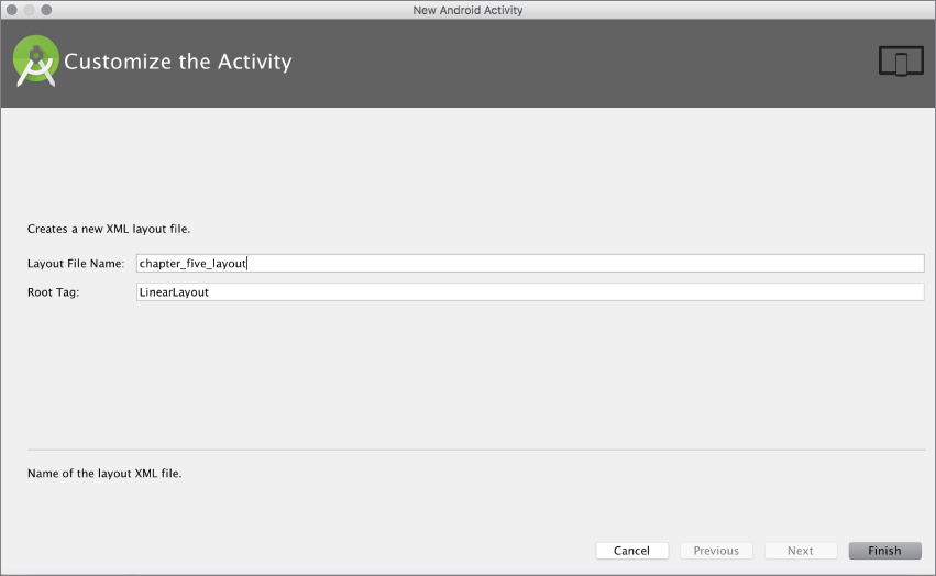 Screenshot showing how to configure a new layout file.