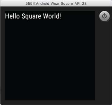 Wear app in Android Wear AVD window.