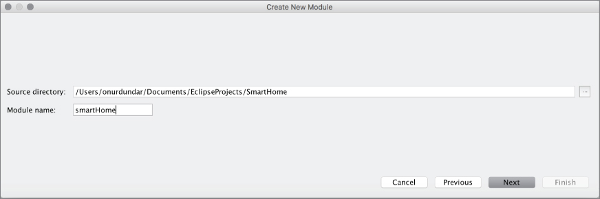 Module naming for an imported Eclipse ADT project window.
