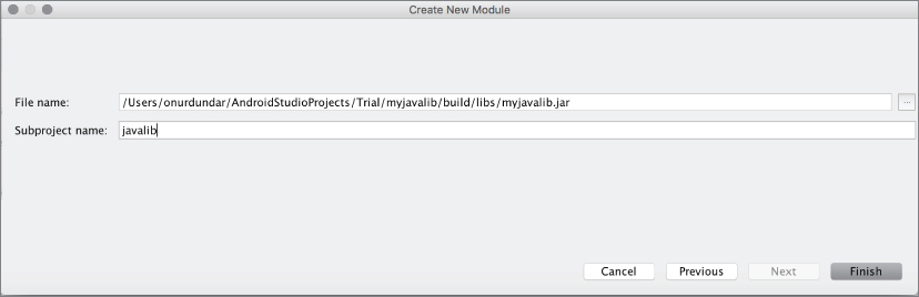 Screenshot showing how to import a JAR/AAR package.