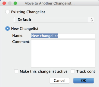 Screenshot of Changelist window.