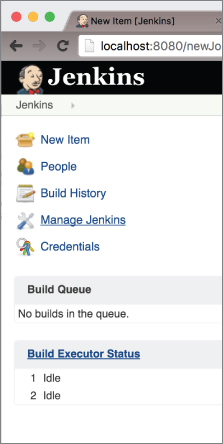 Screenshot of Accessing Jenkins from a browser.