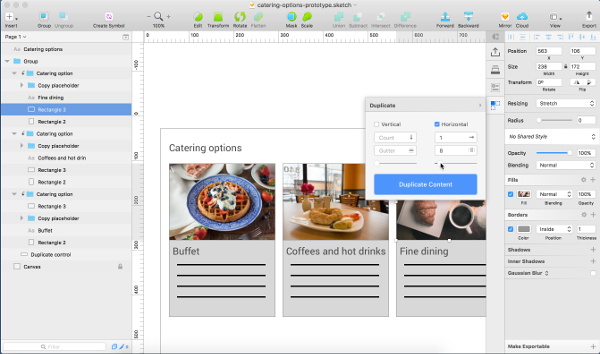 Craft’s image and duplicate features make it quick and easy to populate a prototype with realistic content