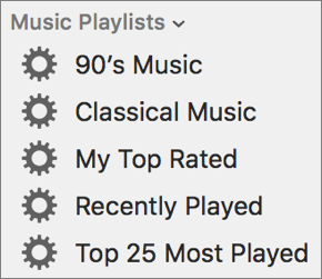 **Figure 77:** When you first launch iTunes, you see these smart playlists in the sidebar. If you haven’t deleted them, they’re still there.