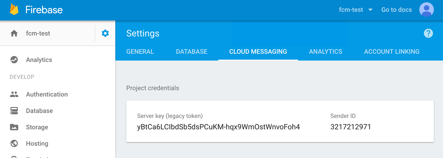 Generating GCM keys in the Firebase Console