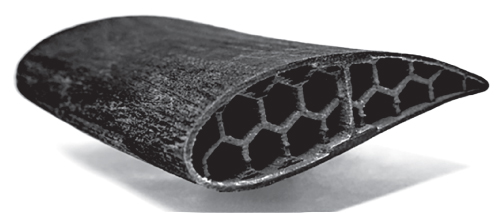 Digital capture of aerofoil section produced from carbon fibre sheets.