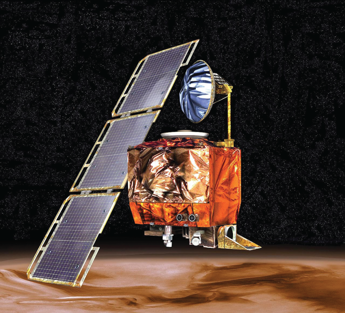 Image of an artist's rendering of the Mars Climate Orbiter.