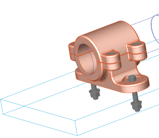 3D structure of a shaft with arrows pointing to 4 edges (left) and 4 socket screws and a menu with mouse pointer on the Insert Into Assembly… option (right).